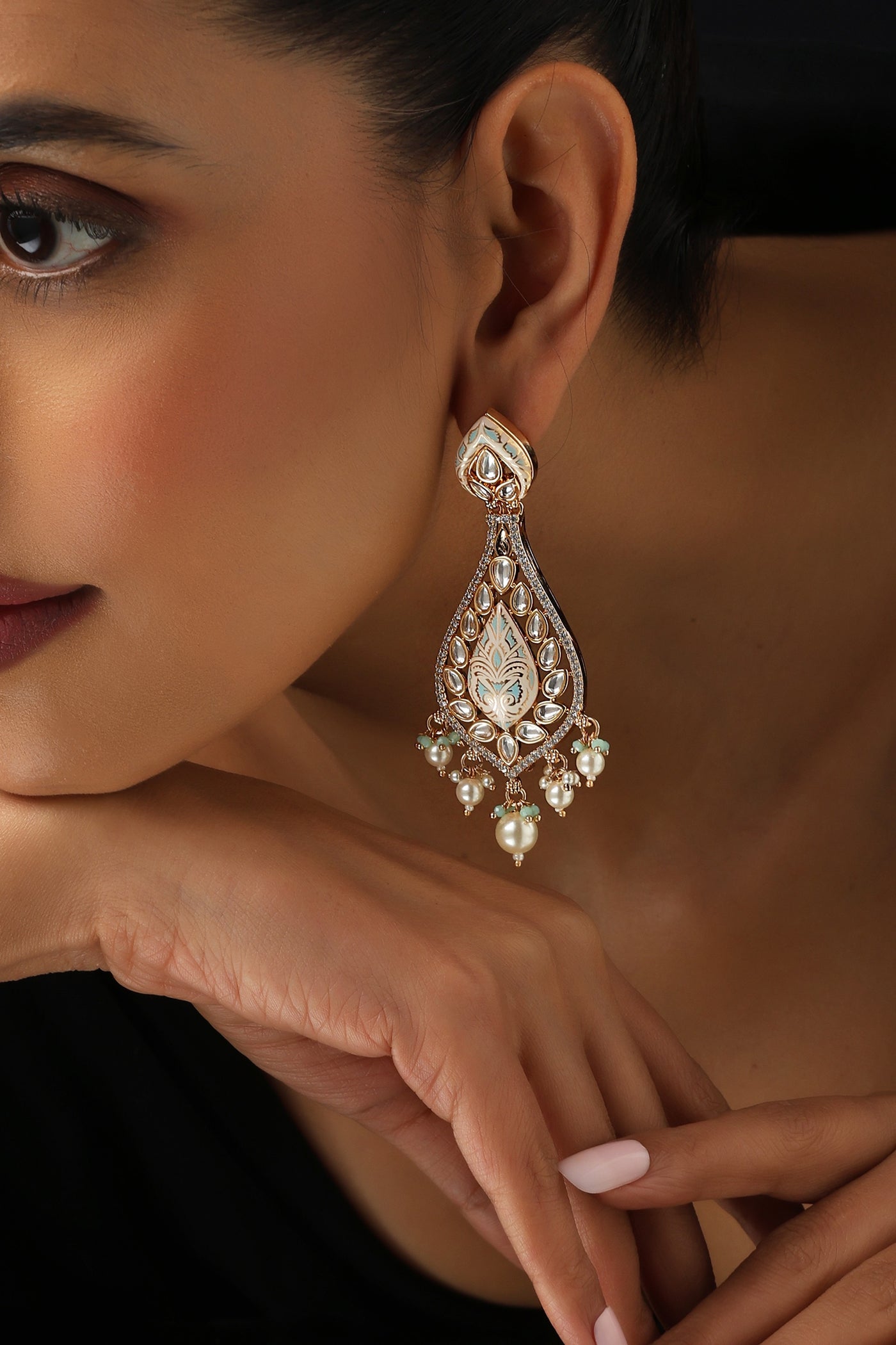 Nishka Multicolour Polki Dangler Earrings
