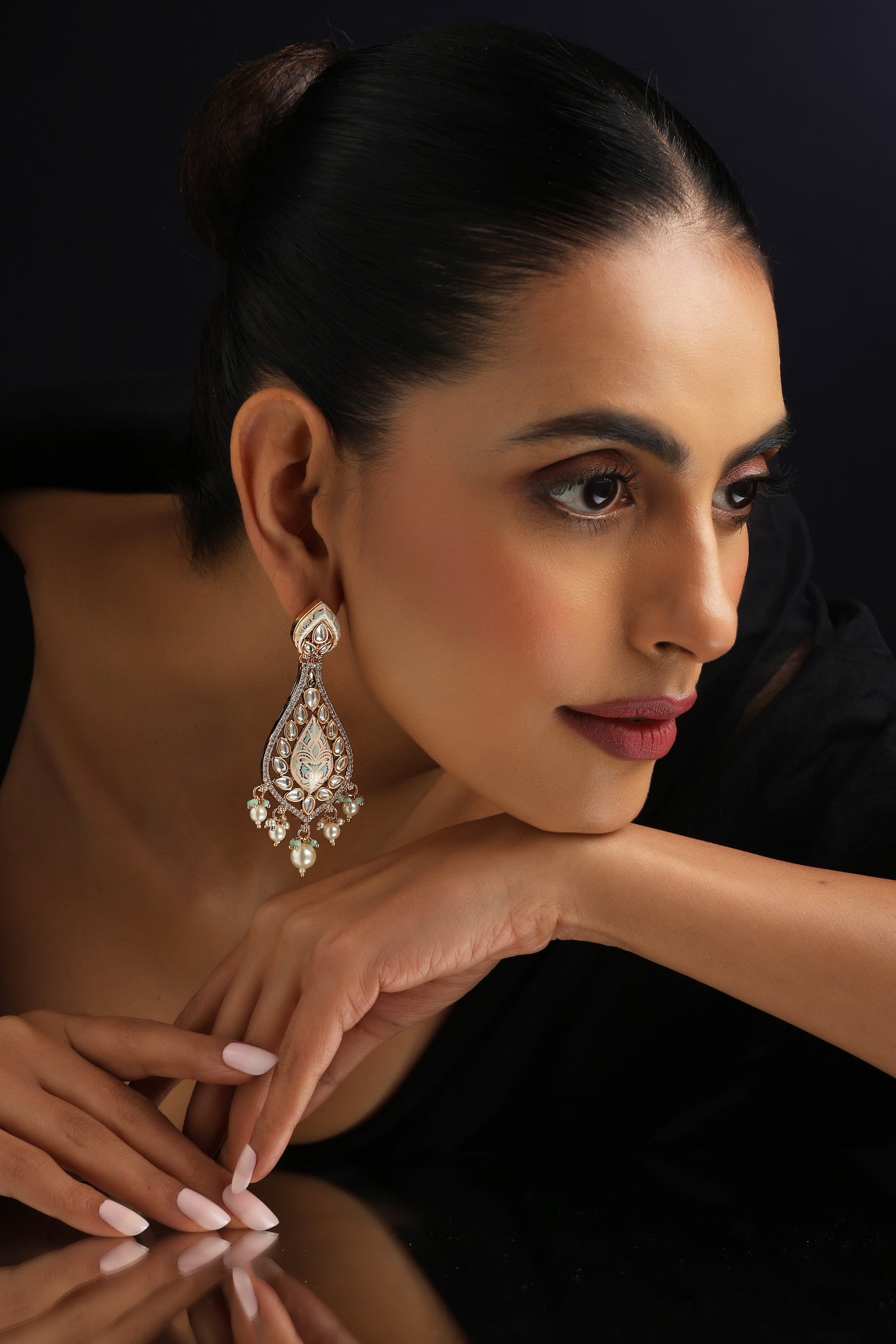 Nishka Multicolour Polki Dangler Earrings