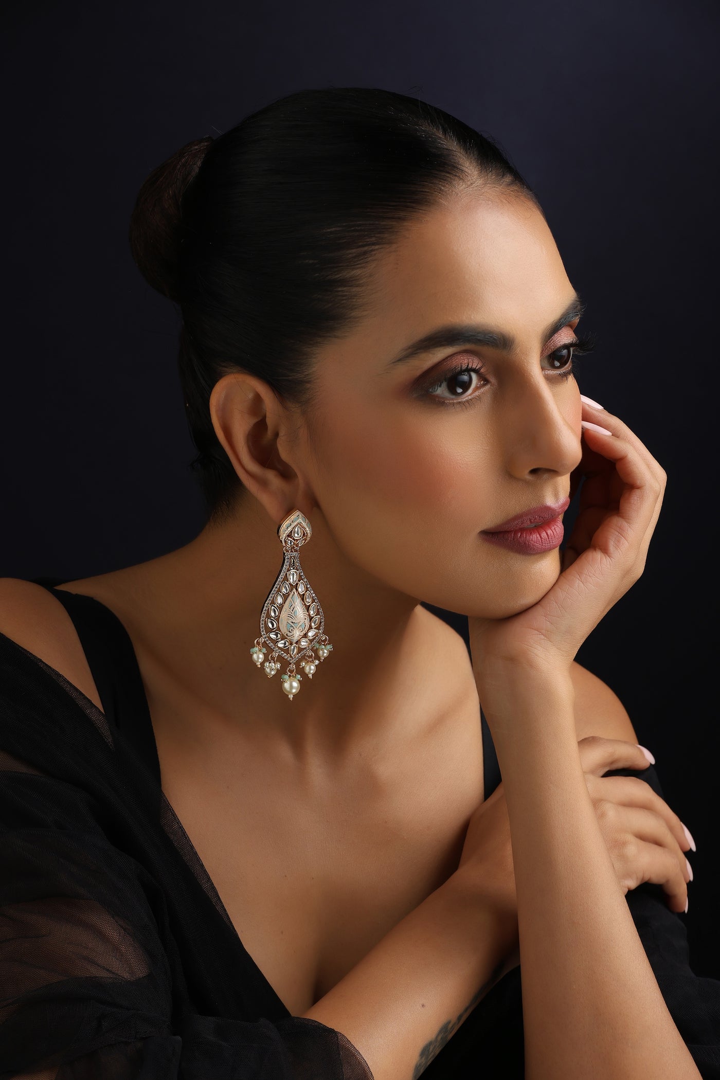 Nishka Multicolour Polki Dangler Earrings