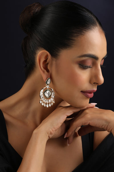 Trisha Rose Gold Polki Chandbali Earrings
