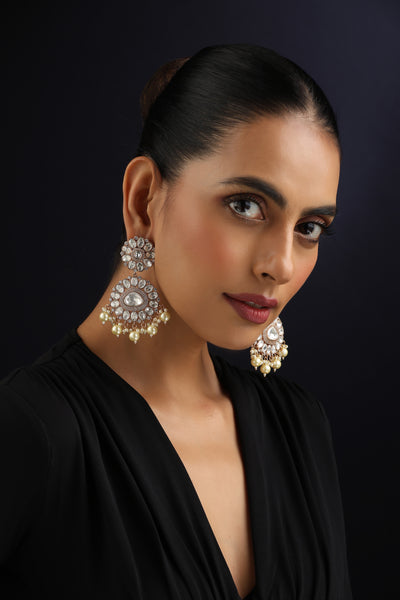 Zeenat Rose Gold Polki Dangler Earrings