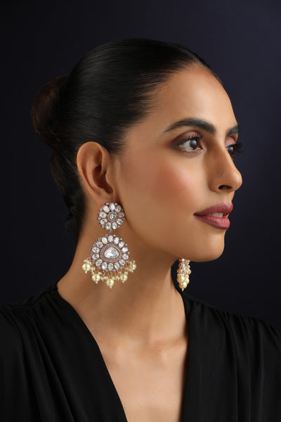 Zeenat Rose Gold Polki Dangler Earrings