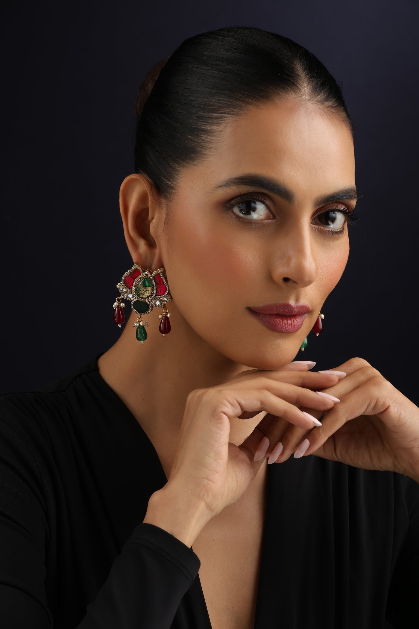 Tejal Multicolour Polki Dangler Earrings