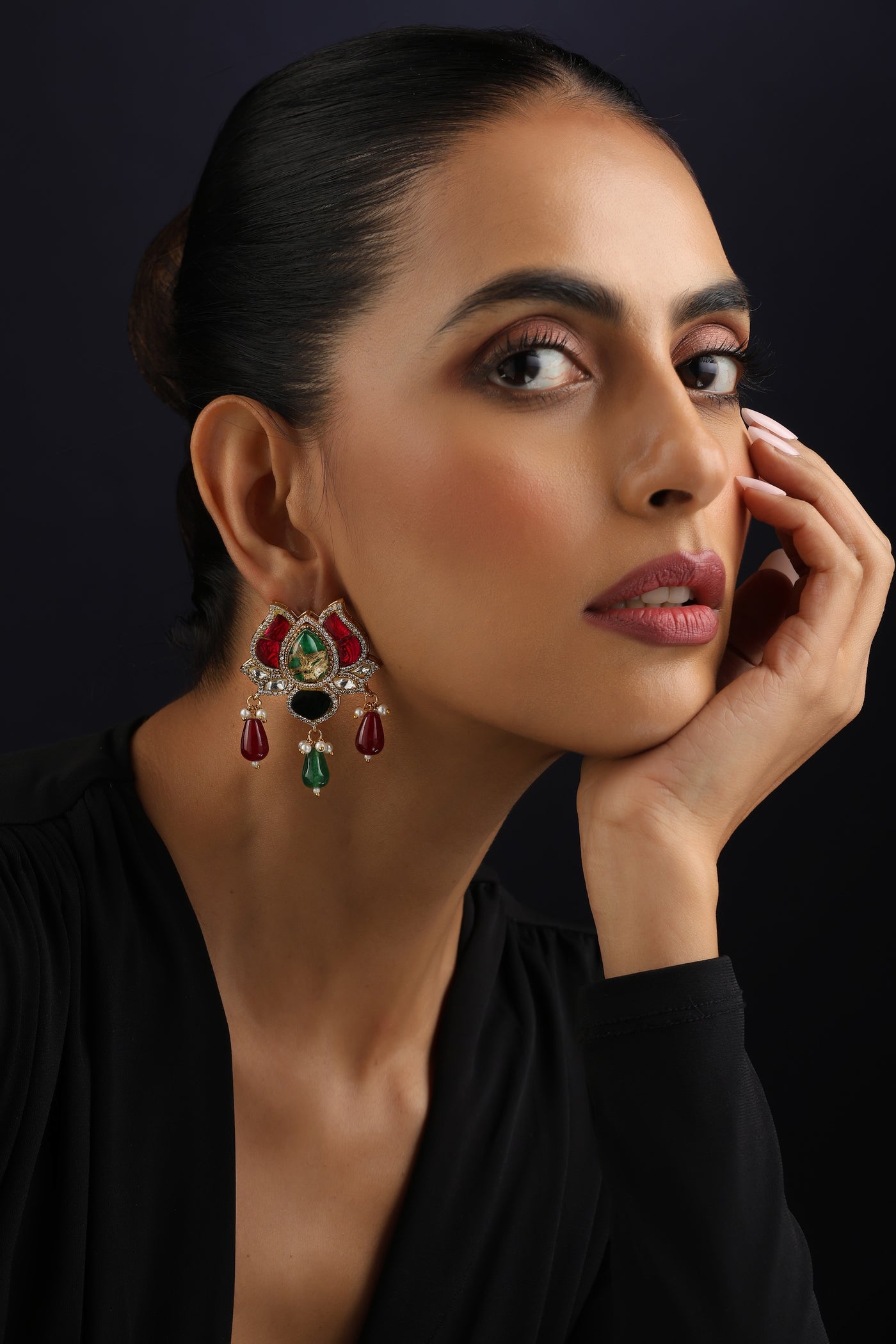 Tejal Multicolour Polki Dangler Earrings