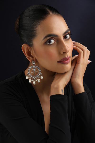 Vaani White Polki Dangler Earrings
