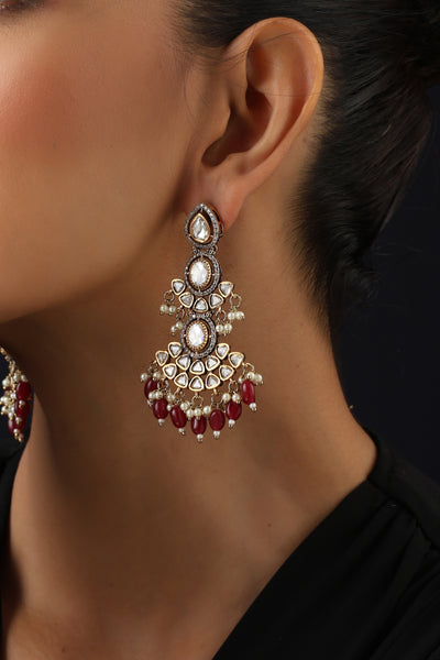 Shailee Red Polki Dangler Earrings