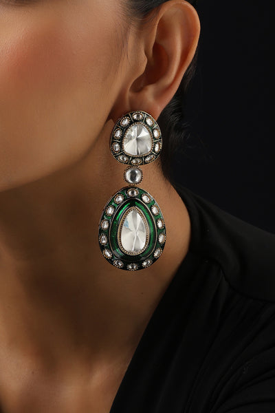 Sumaya Green Polki Dangler Earrings