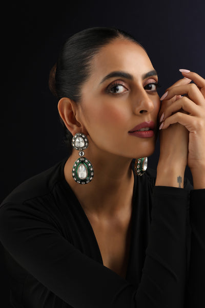 Sumaya Green Polki Dangler Earrings