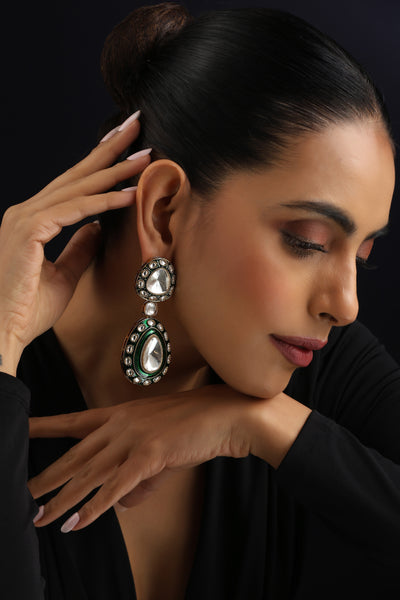 Sumaya Green Polki Dangler Earrings