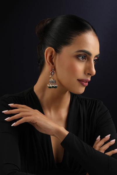 Vaani Multicolour Temple Jhumka Earrings