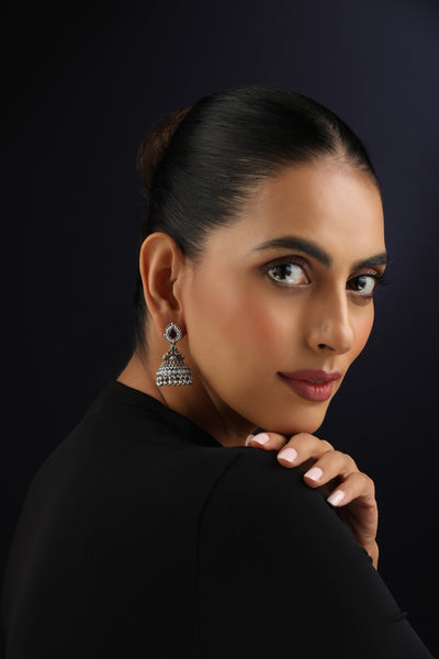 Mehulika Red Kundan Jhumka Earrings