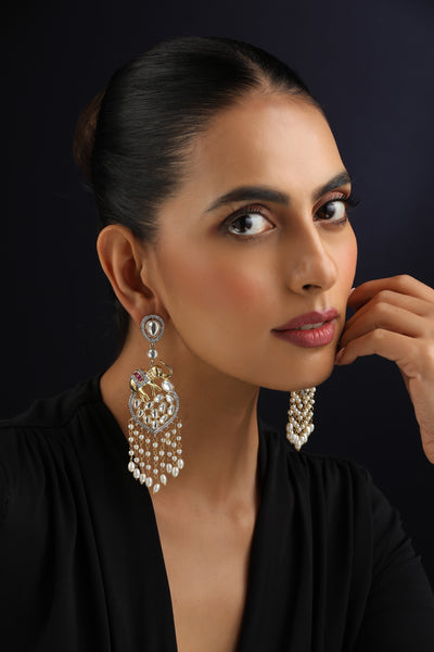 Tashi White Polki Dangler Earrings