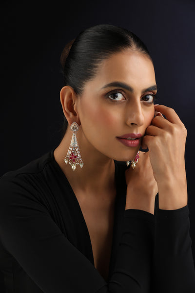 Asmi Multicolour Polki Dangler Earrings