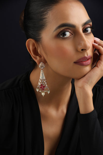 Asmi Multicolour Polki Dangler Earrings