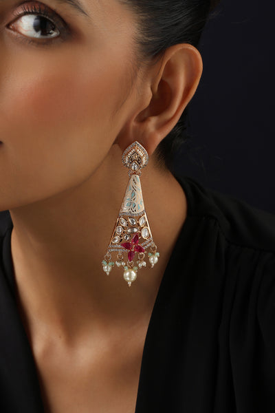 Asmi Multicolour Polki Dangler Earrings