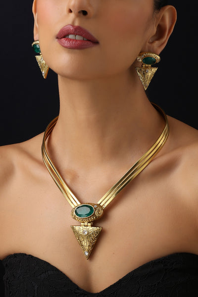 Sarv Emerald Polki Hasli Set