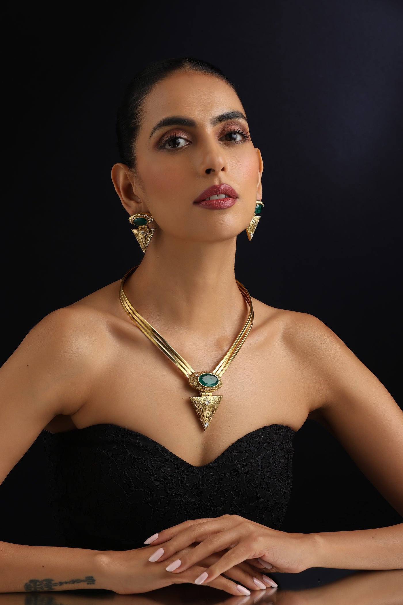 Sarv Emerald Polki Hasli Set