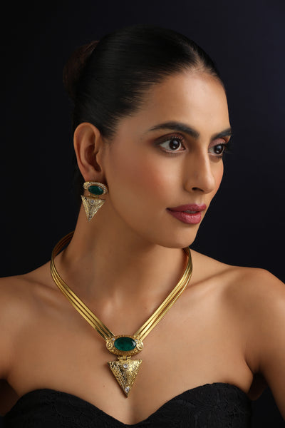 Sarv Emerald Polki Hasli Set
