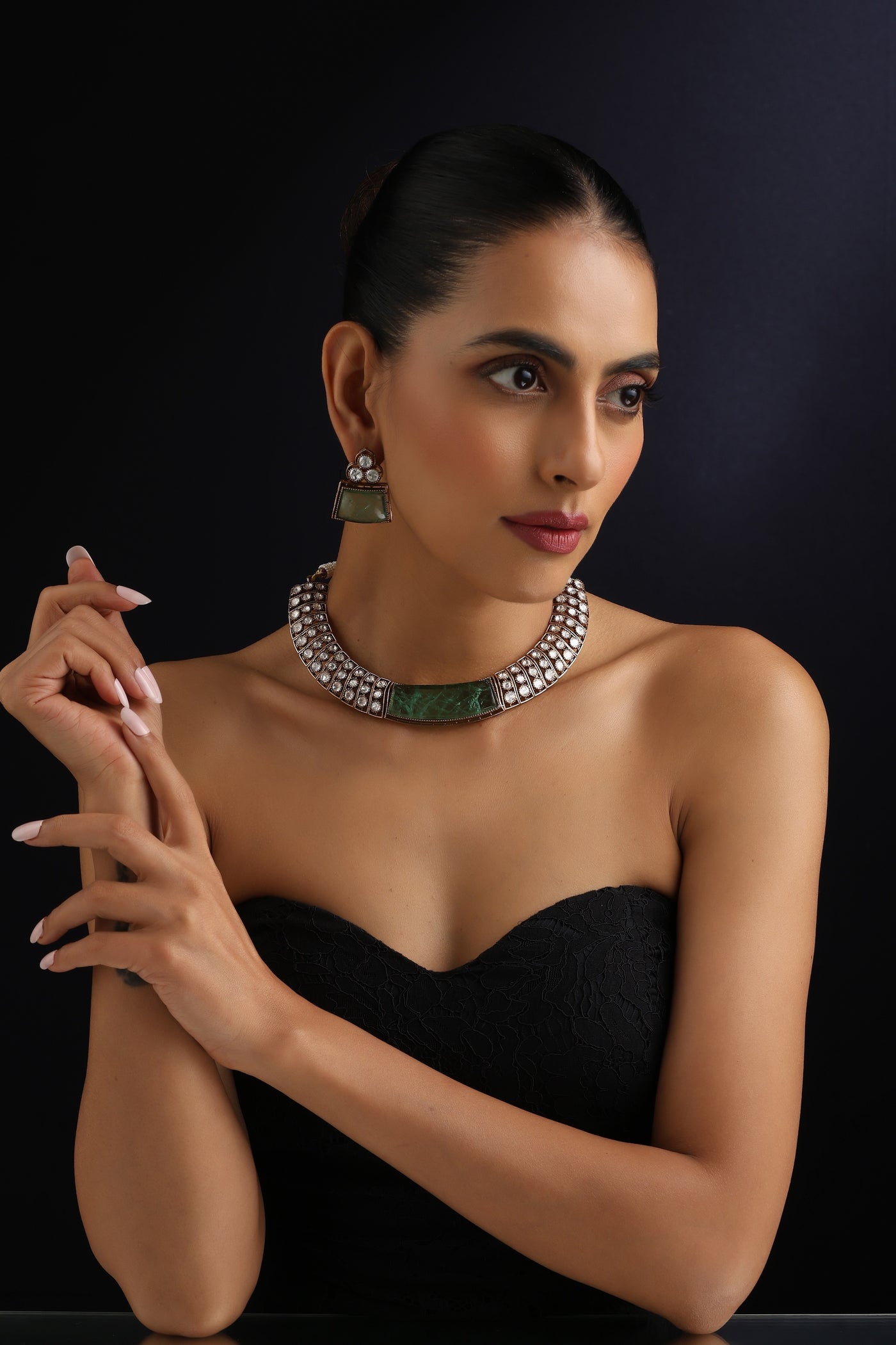 Aprajita Emerald Polki Hasli Set