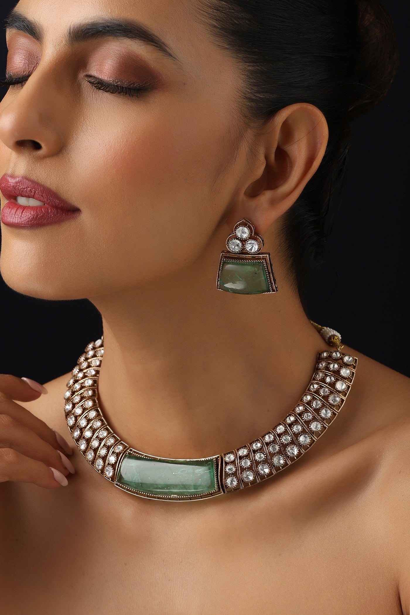 Aprajita Emerald Polki Hasli Set