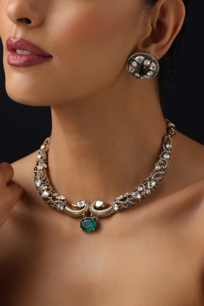 Menka Emerald Polki Hasli Set