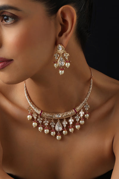 Mehwa Gold Polki Hasli Set