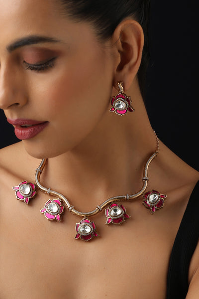 Mohdari Ruby Polki Hasli Set