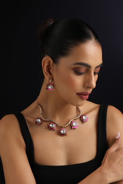 Mohdari Ruby Polki Hasli Set