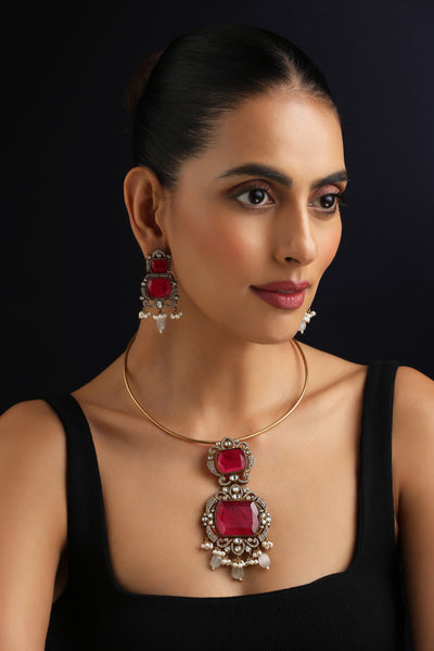 Kesksh Ruby Hasli Necklace Set