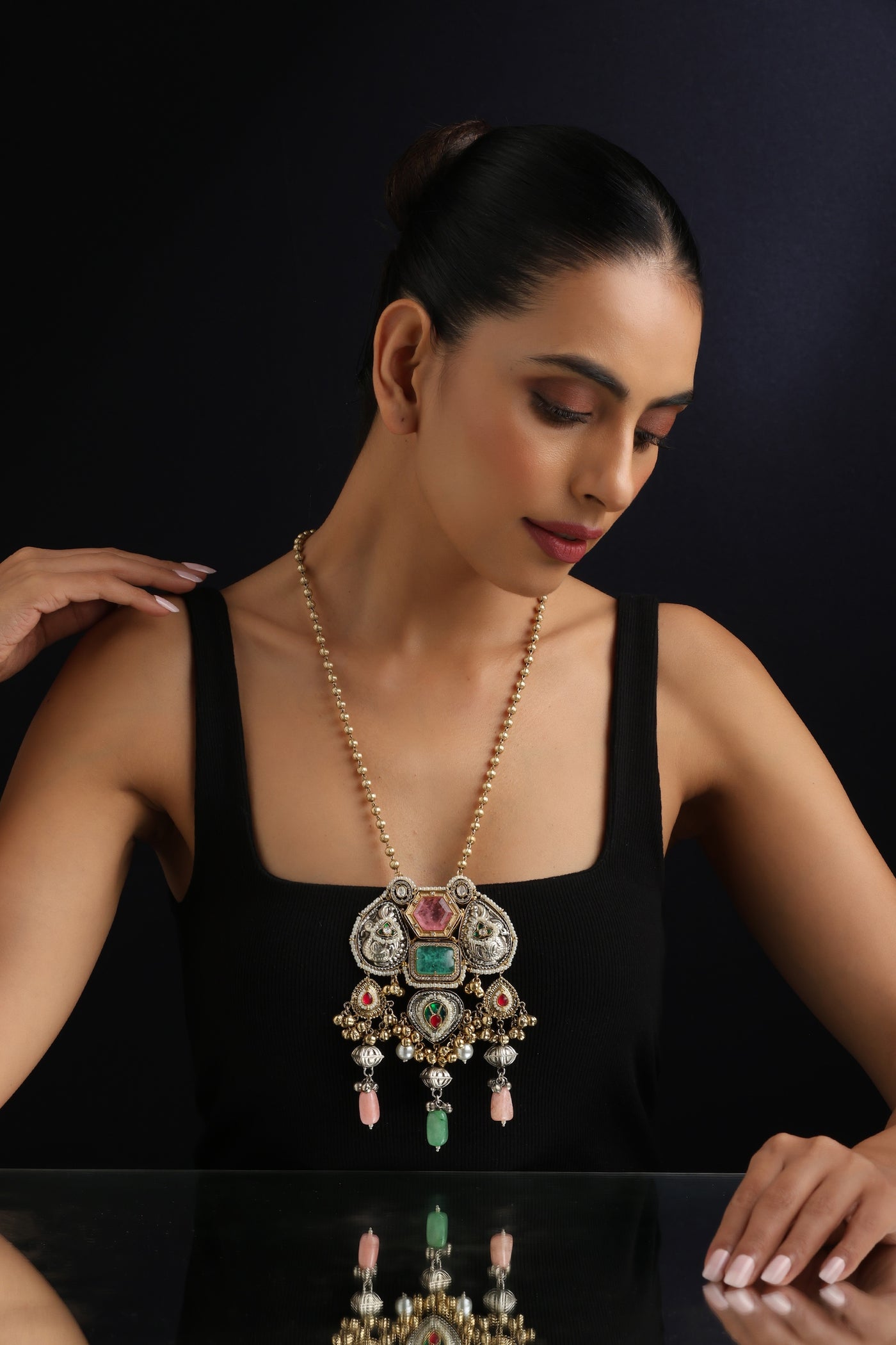 Svara Multicolour Silver Pendant