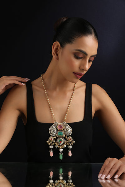 Svara Multicolour Silver Pendant