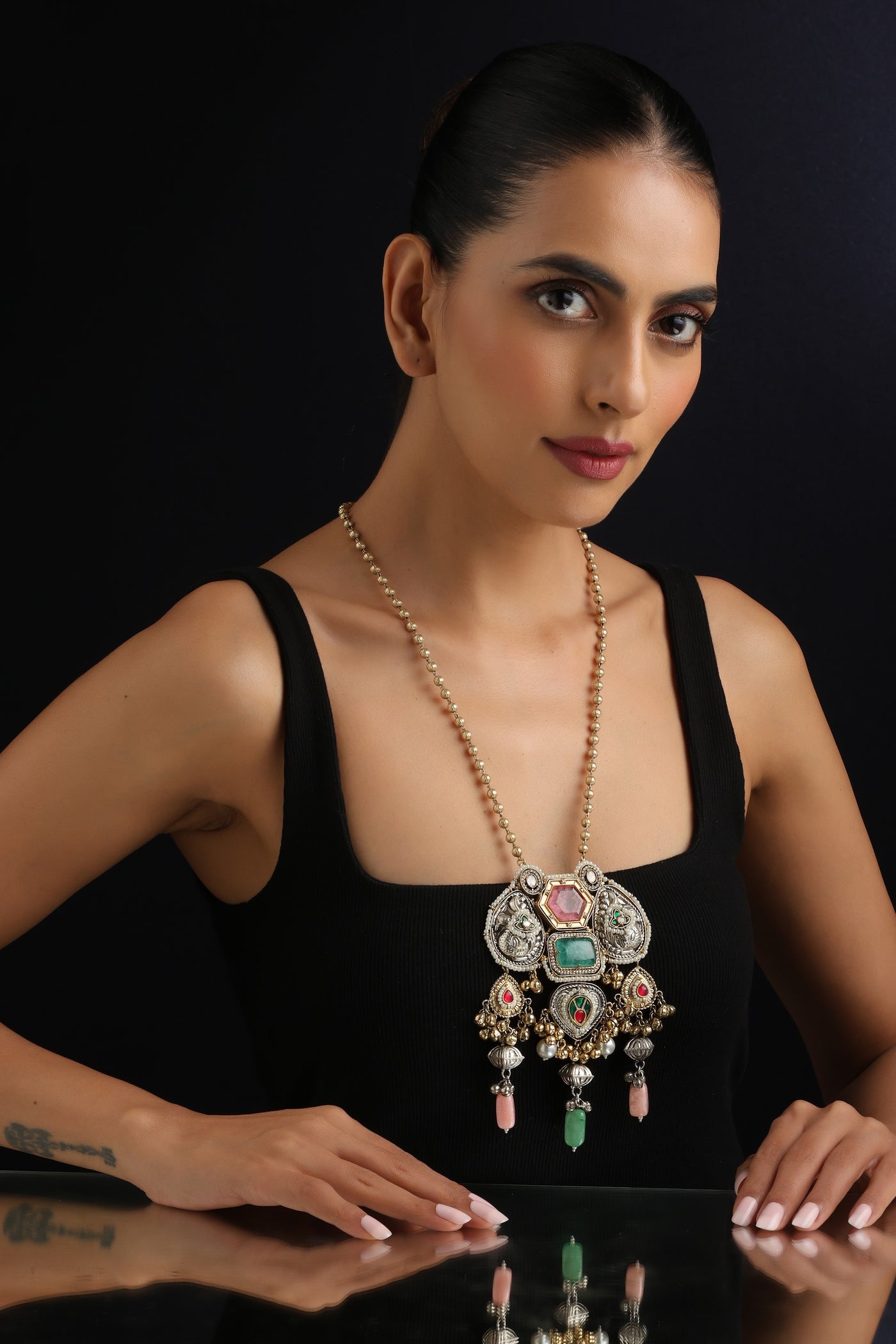Svara Multicolour Silver Pendant