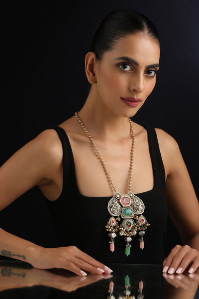 Svara Multicolour Silver Pendant