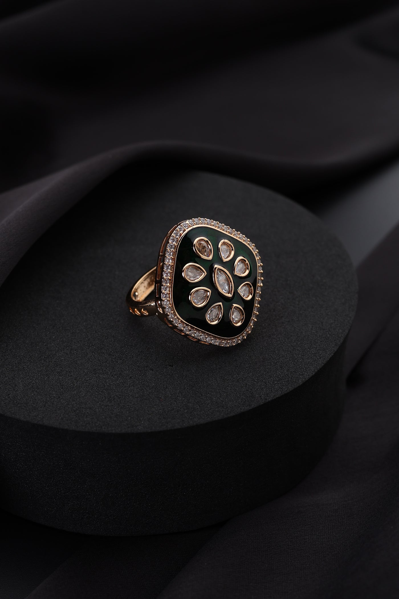 Serene Green Polki Ring