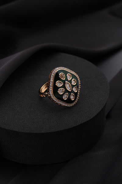 Serene Green Polki Ring