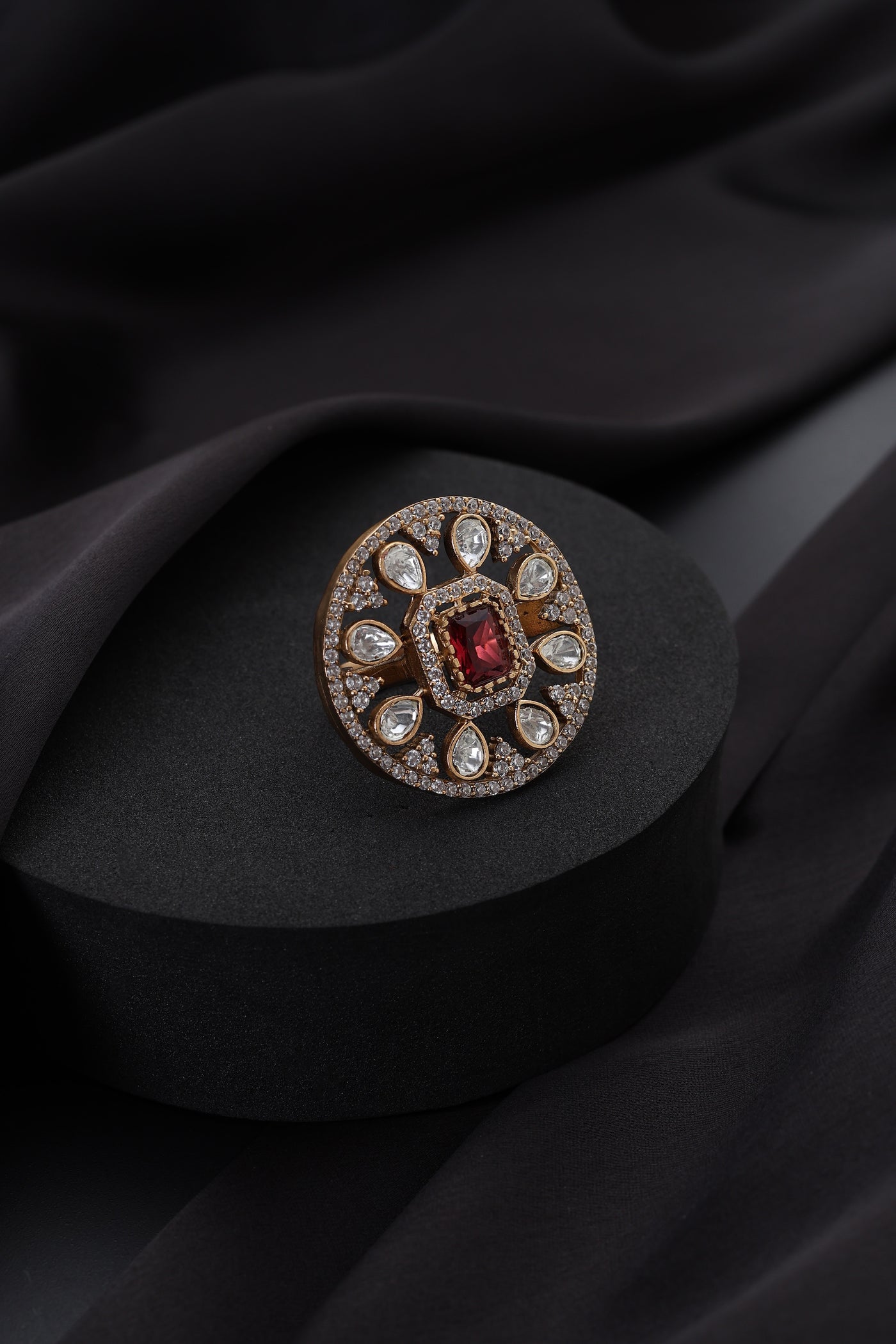Raven Ruby Polki Ring