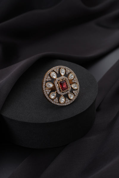 Raven Ruby Polki Ring