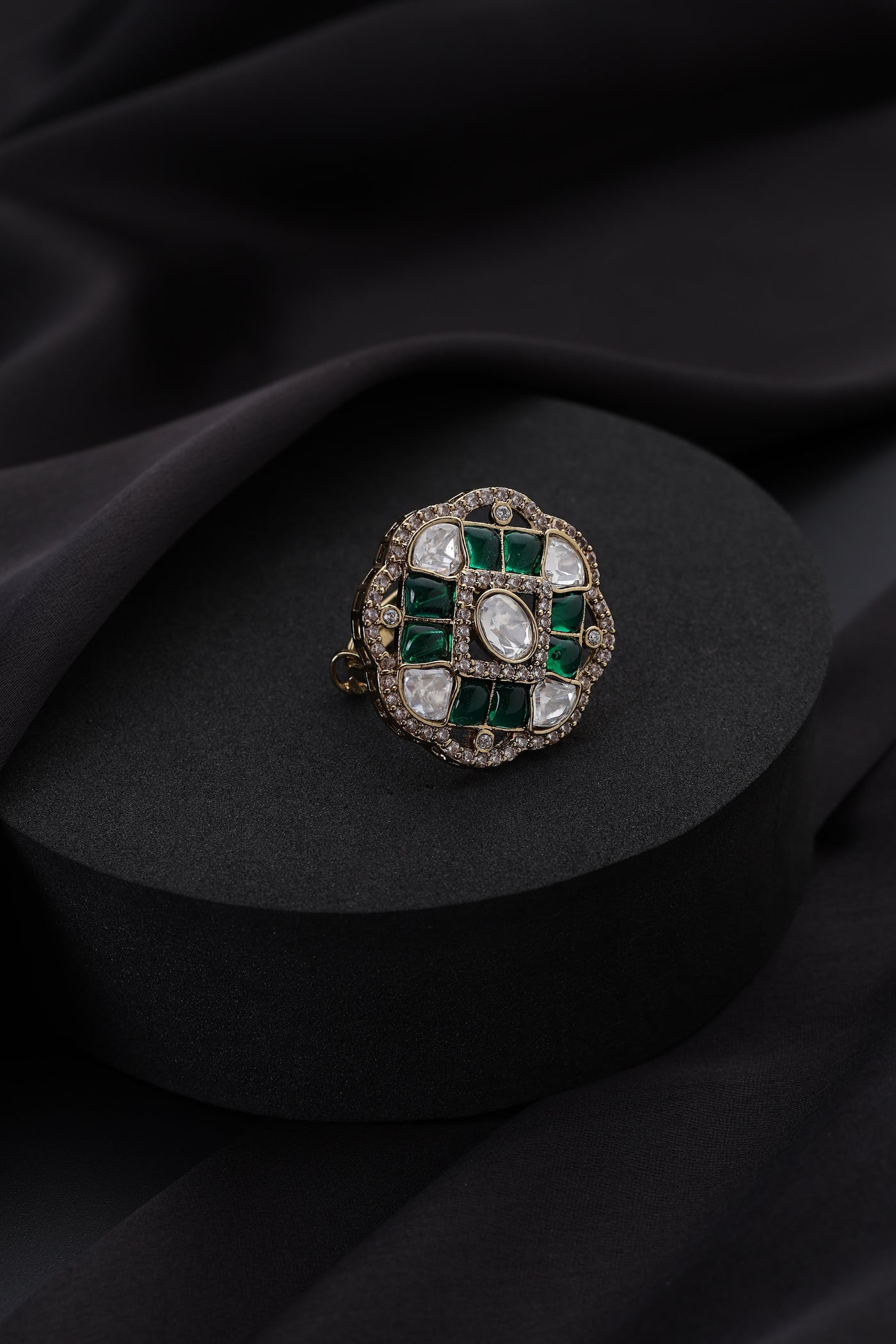 Indie Emerald Polki Ring