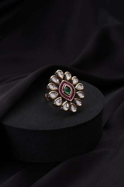 Phoenix Multicolour Kundan Ring