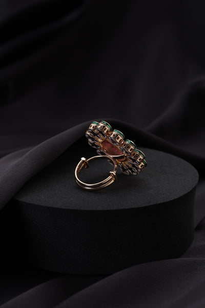 Phoenix Multicolour Kundan Ring
