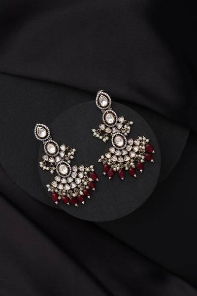 Shailee Red Polki Dangler Earrings