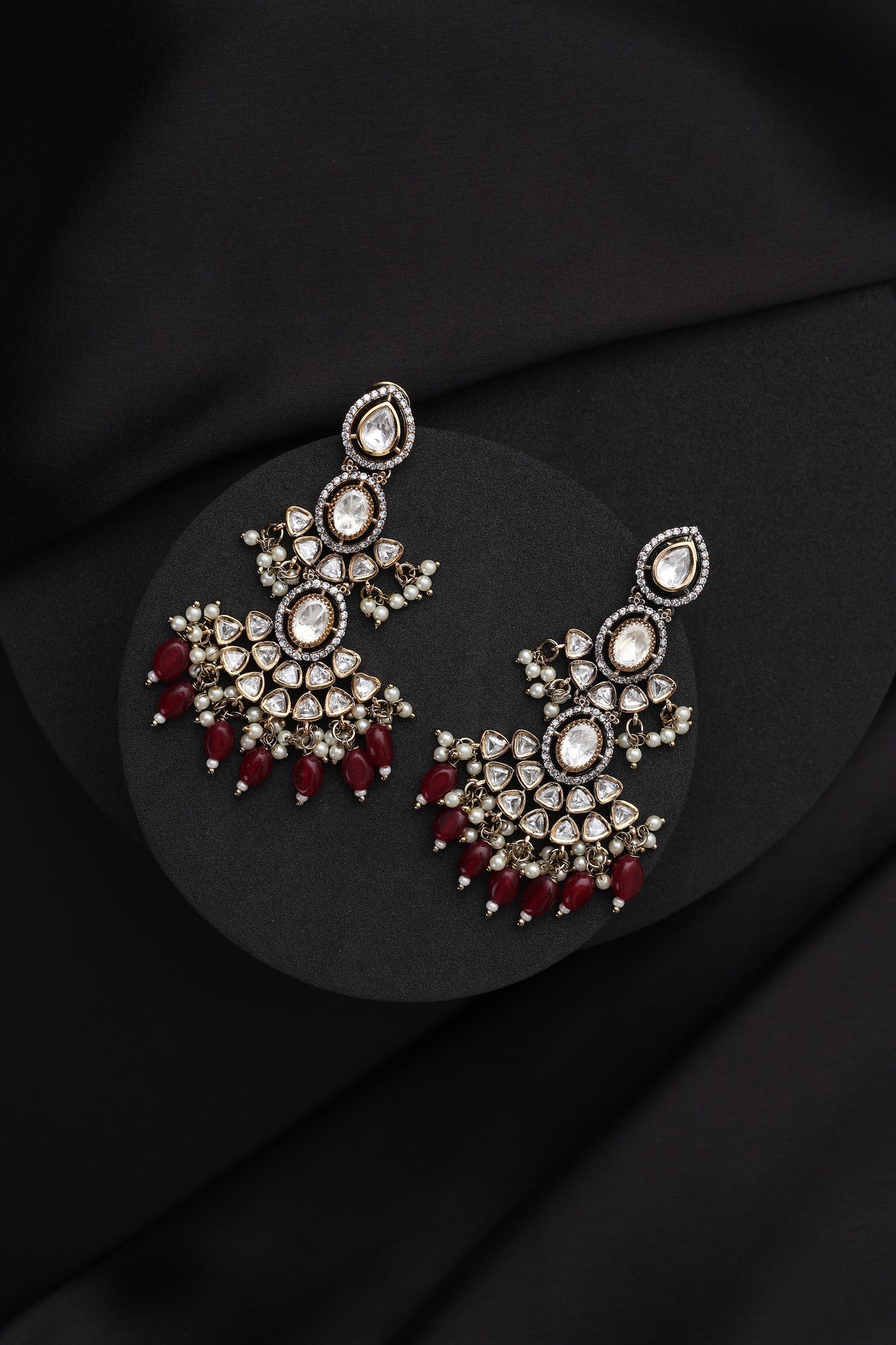 Shailee Red Polki Dangler Earrings
