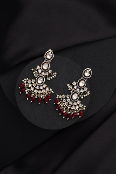 Shailee Red Polki Dangler Earrings