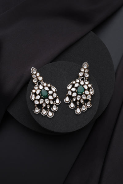 Suhana Emerald and Polki Dangler Earrings