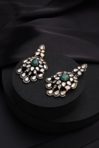 Suhana Emerald and Polki Dangler Earrings