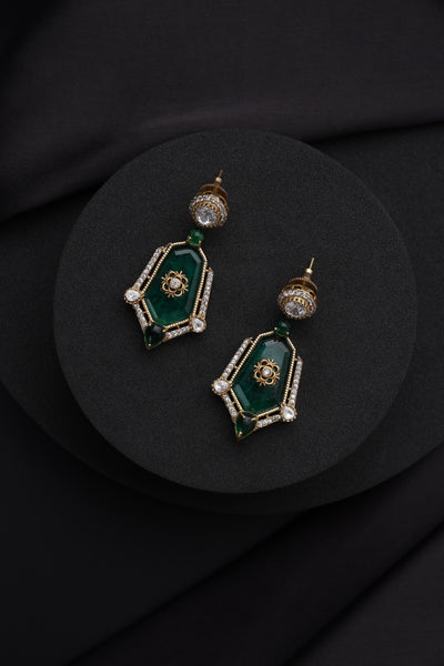 Zia Emerald and Polki Dangler Earrings