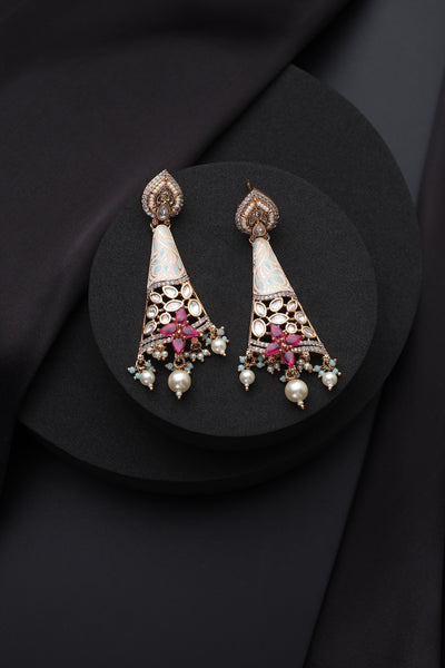 Asmi Multicolour Polki Dangler Earrings