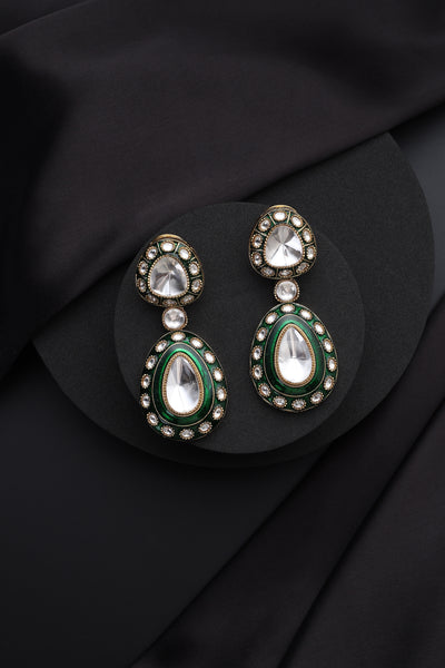 Sumaya Green Polki Dangler Earrings