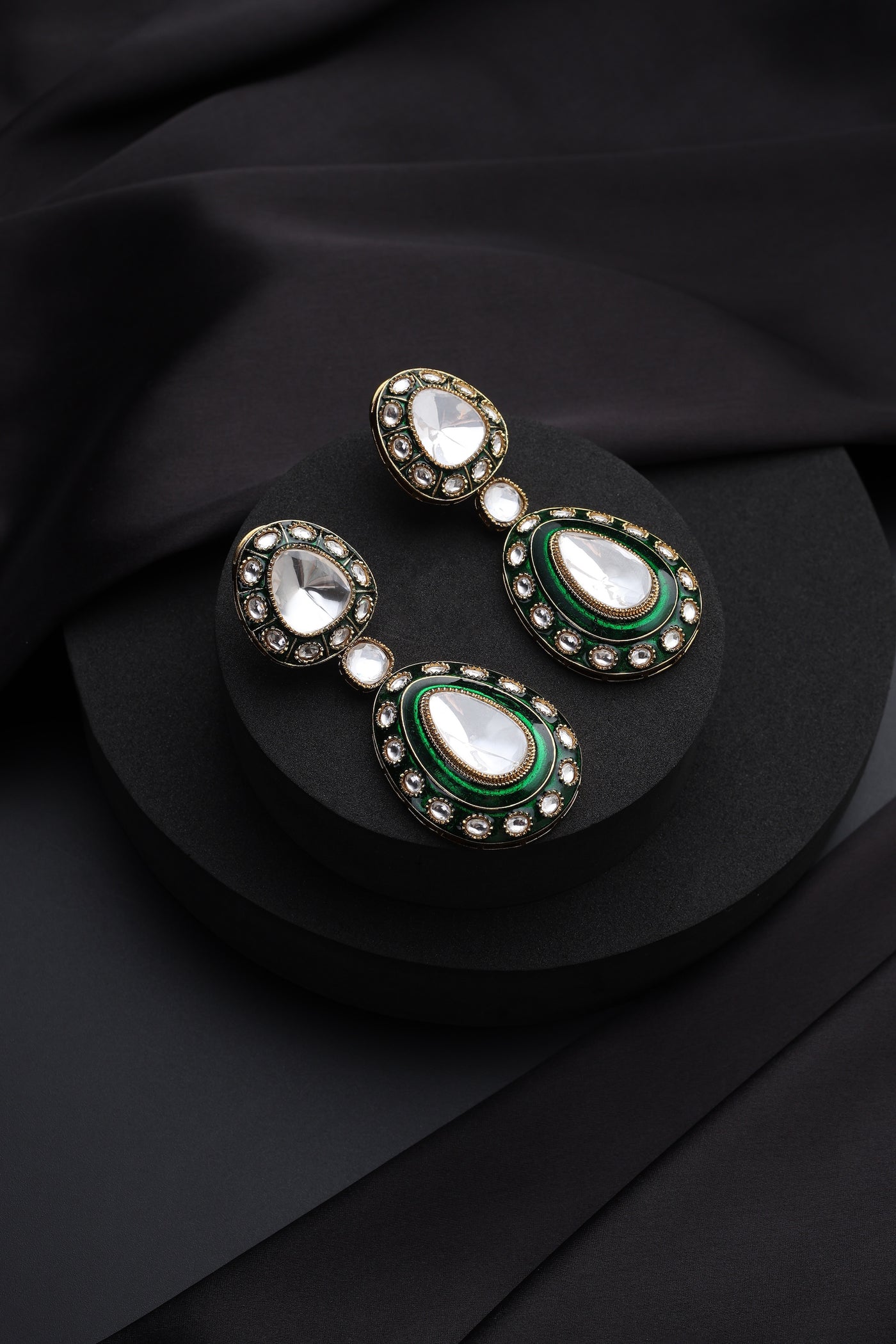 Sumaya Green Polki Dangler Earrings