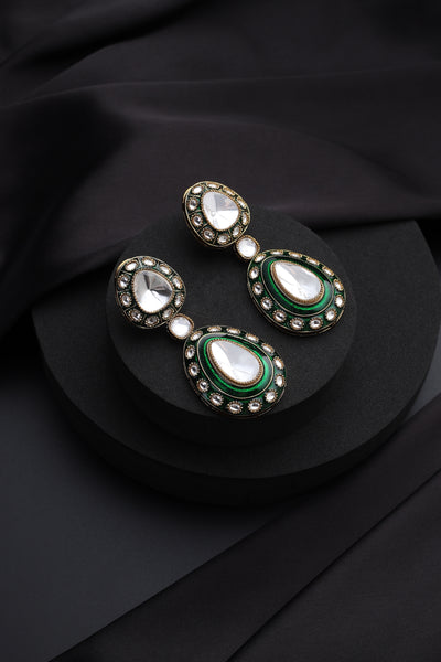 Sumaya Green Polki Dangler Earrings